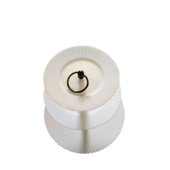 Depression MacBeth Evans Glass Petalware Monax White 3 Tiered Tidbit Server - Picture 5 of 11